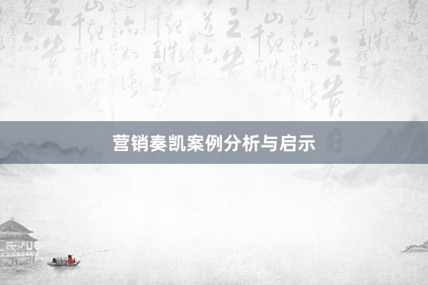营销奏凯案例分析与启示